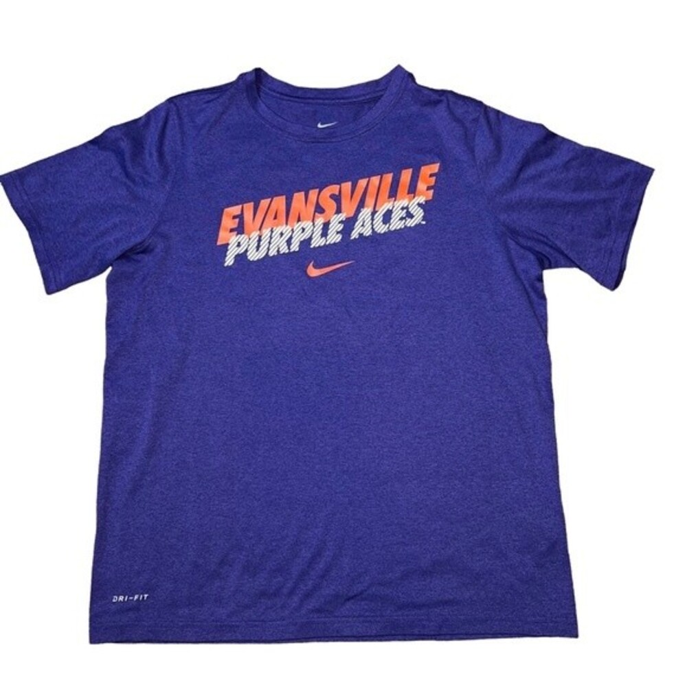 Nike Dri Fit Evansville Purple Aces Short Sleeve Shirt Athletic Size XL Youth